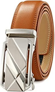 Mens BeltRatchet Dress Belt with Automatic Buckle Brown BlackTrim to Fit-35mm wide Belt Should I Wear With White Shoes