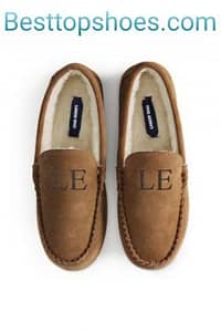 Top Best House Shoes for Men in 2021 Lands' End Men's Suede Leather Moccasin Slippers Indoor and Outdoor Shoes